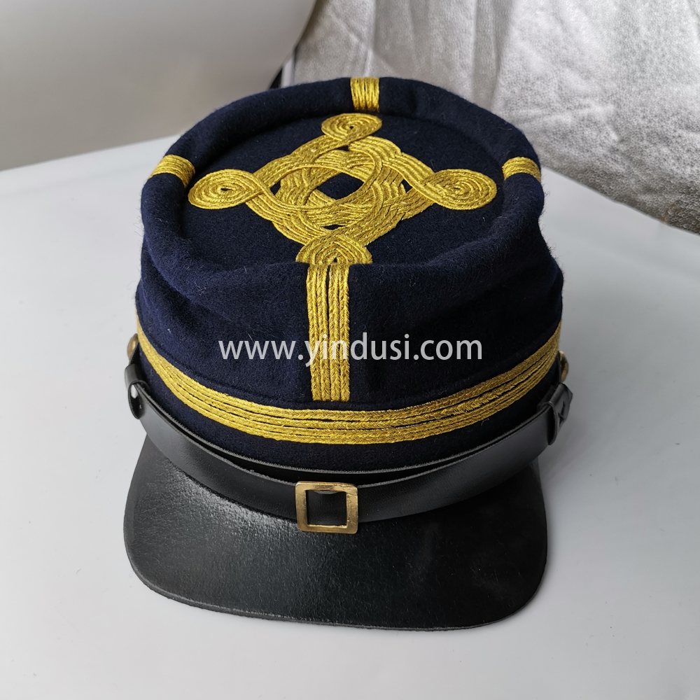 印度丝徽章定制工厂手工刺绣军帽制服警帽女帽保安帽香港帽子定做