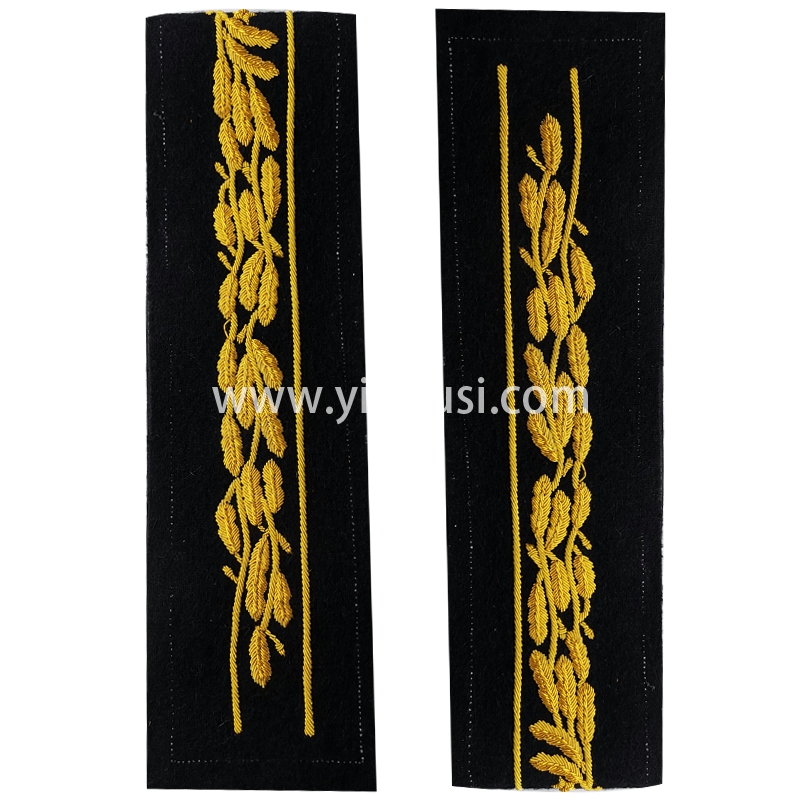 印度丝徽章定制工厂手工刺绣金属丝军帽大盖帽帽檐帽徽帽封带帽腰定做