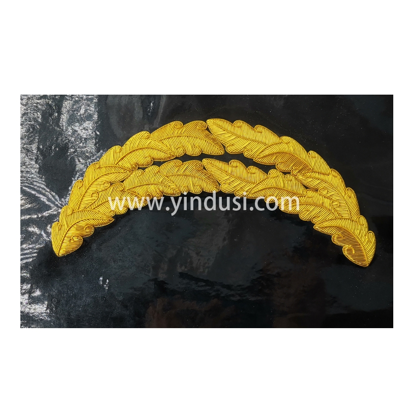 印度丝徽章定制工厂手工刺绣军帽大盖帽双花帽檐帽徽帽腰帽封带定做