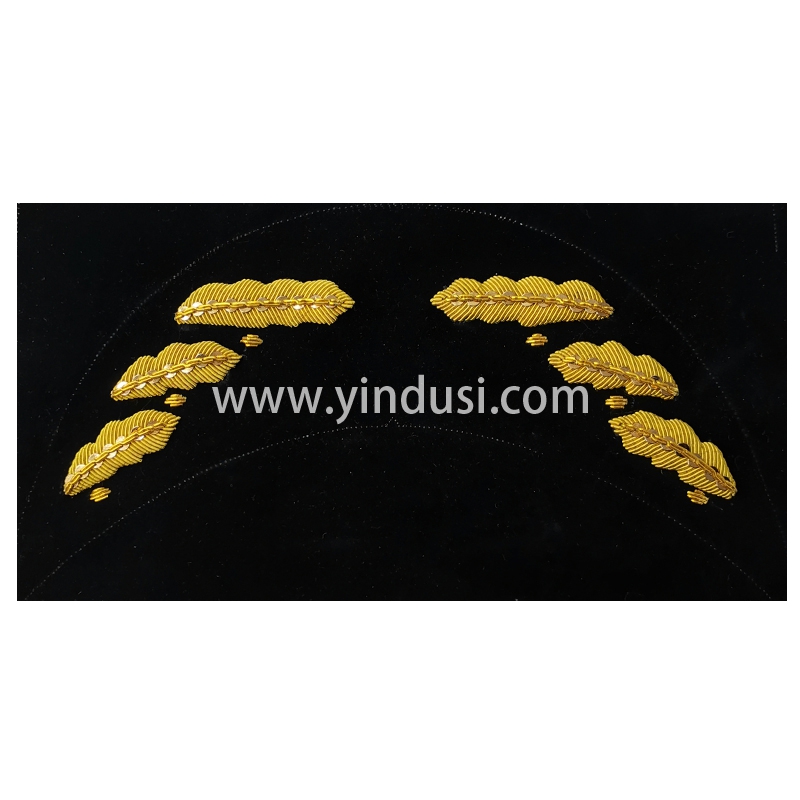 印度丝徽章定制工厂手工刺绣金属丝军帽大盖帽帽檐定做帽徽帽腰影视道具