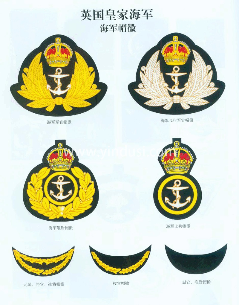 二战时期英国皇家海军军官帽徽及军衔标志（肩章，袖章，臂章）
