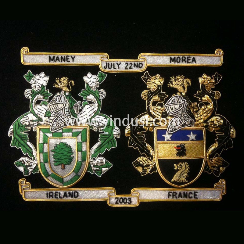 印度丝徽章定制工厂手工刺绣金属丝大牌高端徽章布贴国旗国徽定做
