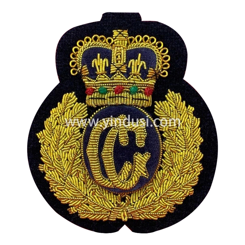 印度丝手工刺绣金属丝徽章布贴二战德国帽徽麦穗皇冠头徽章定做