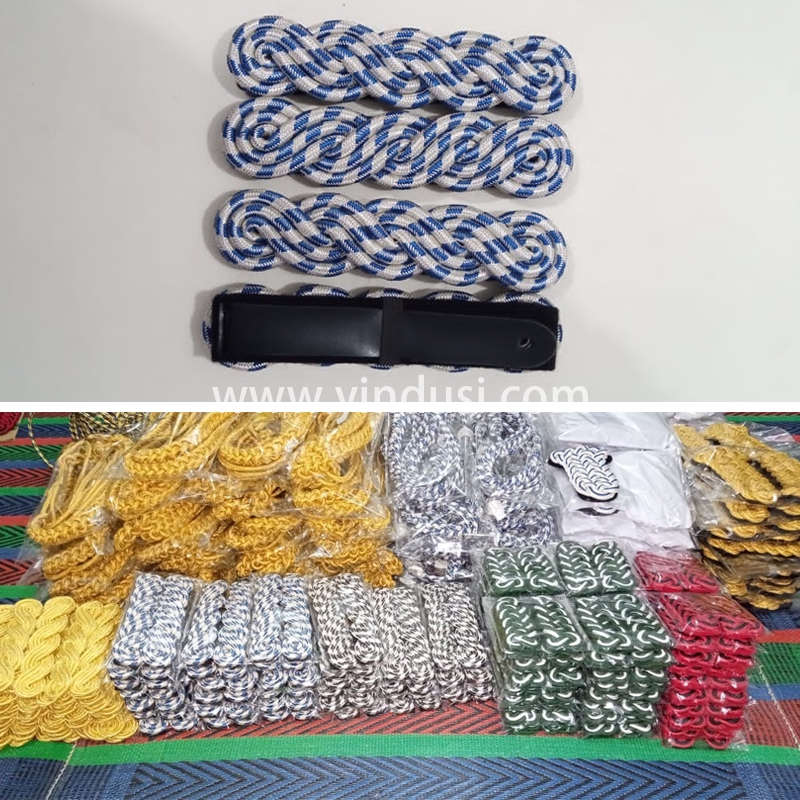 印度丝军品工厂手工编制金属丝麻花肩章定制二战德国礼服肩章定做