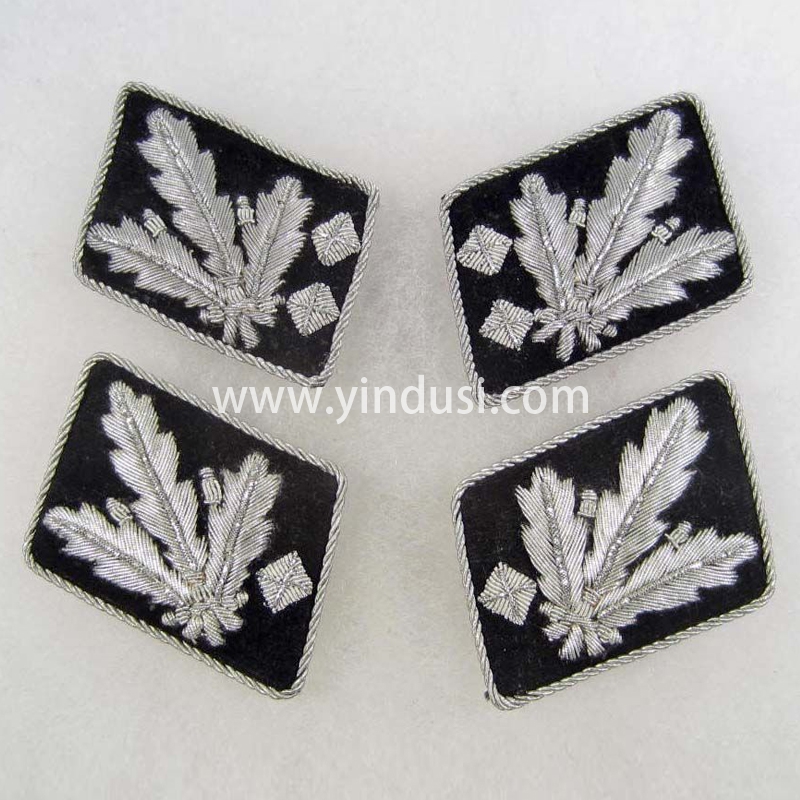 印度丝军品工厂手工刺绣金属丝领章定制二战德国高级领章定做