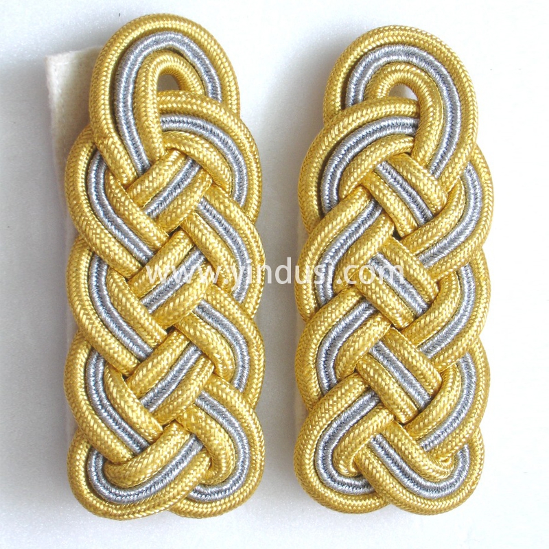 印度丝军品工厂手工编织金属丝麻花肩章定制二战德国礼服肩章定做