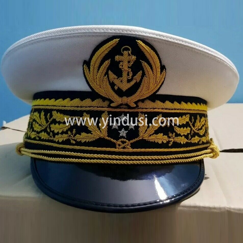 印度丝军品工厂手工刺绣帽檐帽徽帽腰定做各国高级军官礼服英国军帽定制