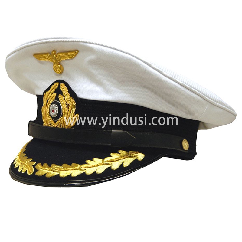 印度丝军品工厂手工刺绣金属丝帽徽帽檐定做二战德国高级礼服军帽定制