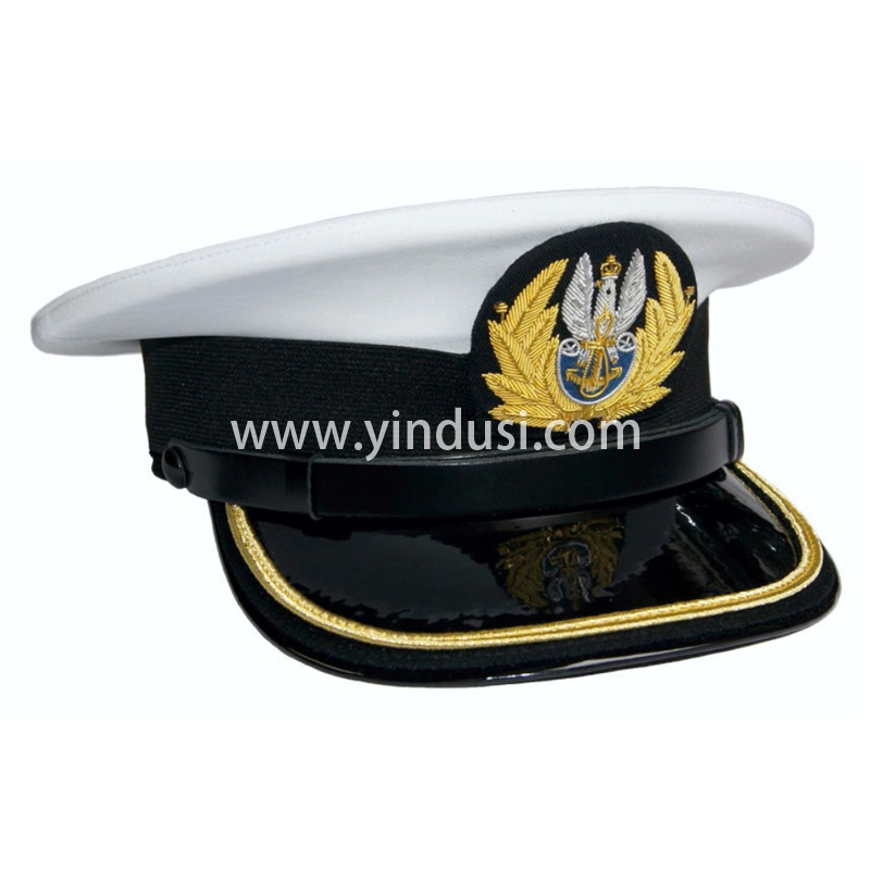 印度丝军品工厂手工刺绣金属丝帽徽帽檐定做各国高级军官礼服军帽定制