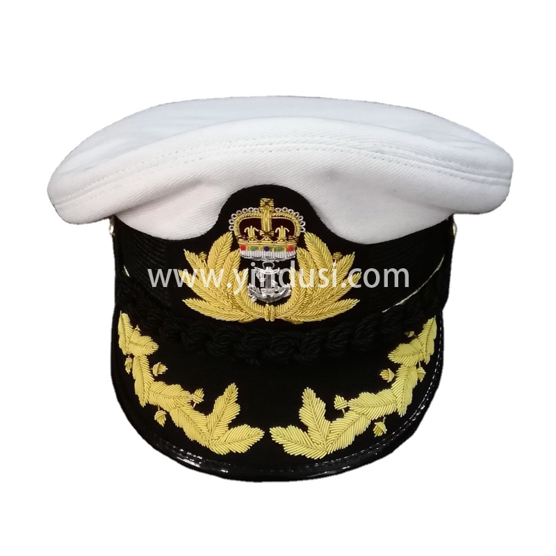 印度丝军品工厂手工刺绣金属丝帽檐帽徽定做高级军官礼服军帽定制