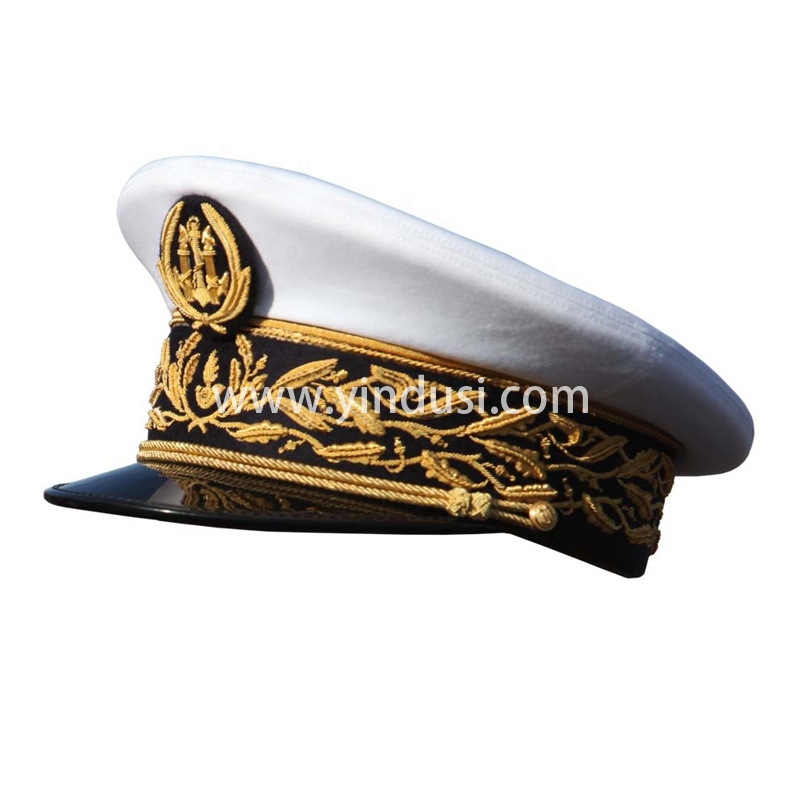 印度丝军品工厂手工刺绣帽徽帽檐定做各国高级军官礼服英国军帽定制