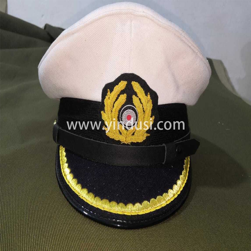 印度丝军品工厂手工刺绣金属丝帽徽帽檐定做二战德国海军军帽定制