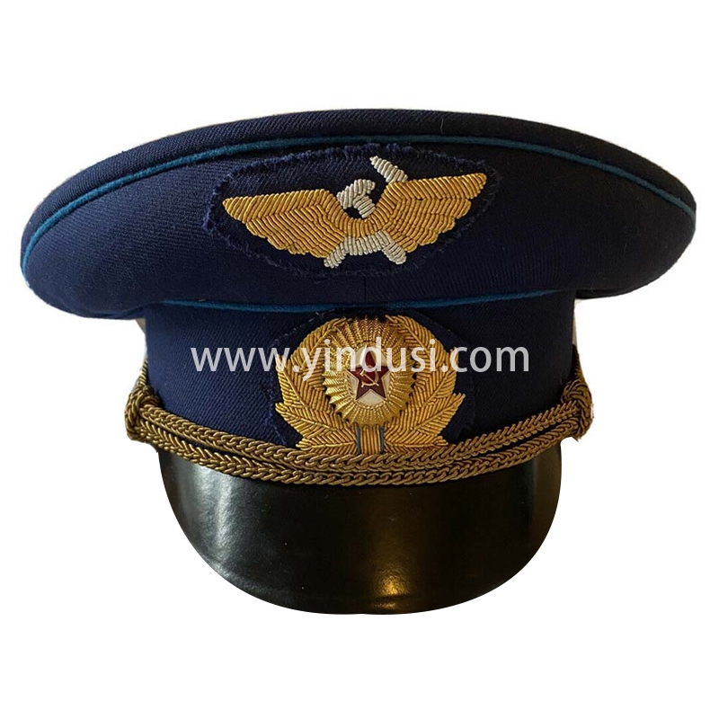 印度丝军品工厂手工刺绣帽徽帽檐定做各国高级军官礼服军帽定制