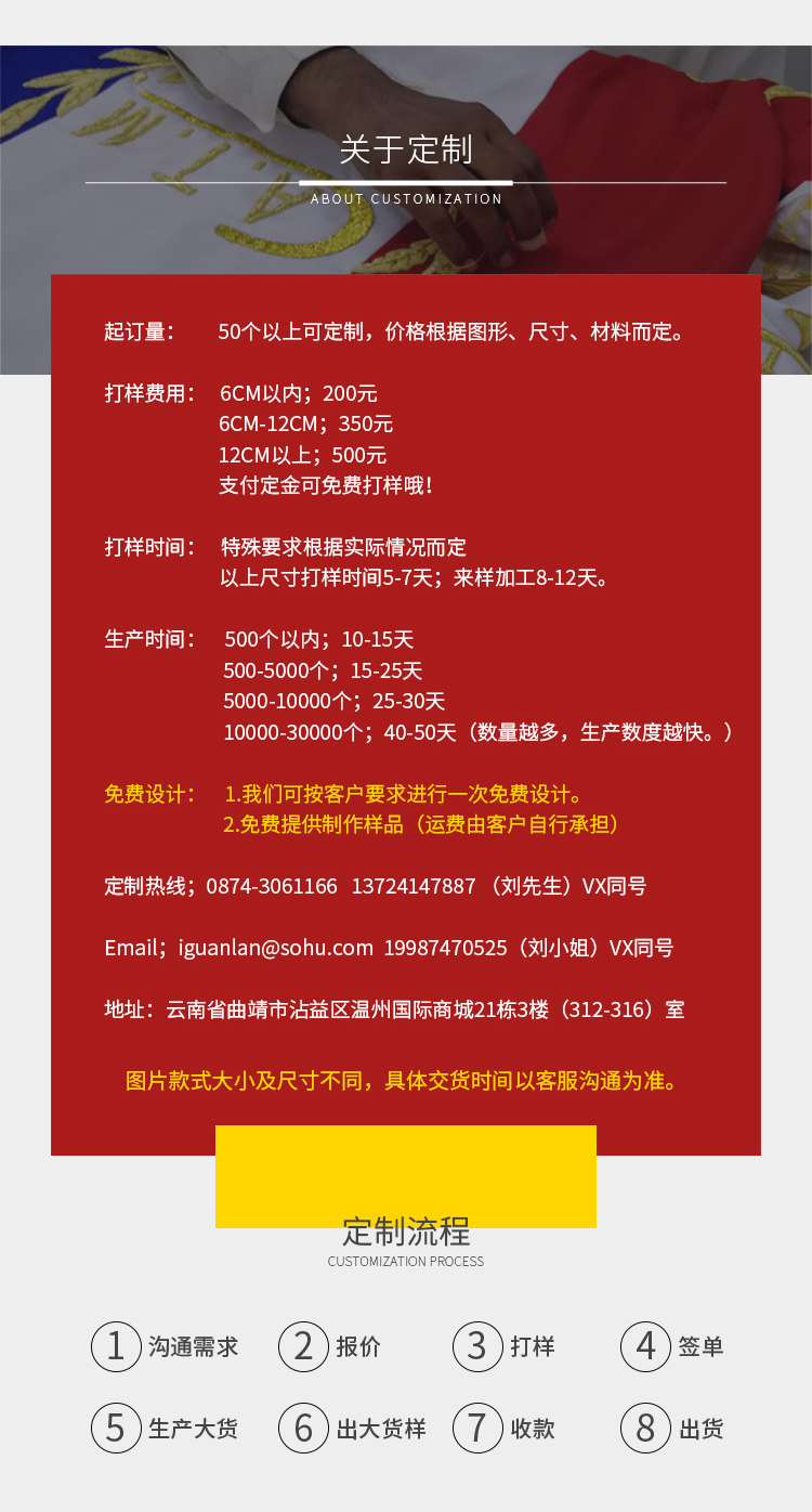 金属丝立体手绣美国援华飞虎队徽章飞行员老鹰标皮衣布贴定制